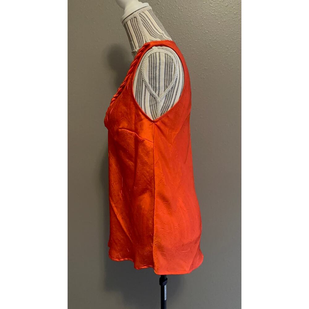 Rafaella Orange Satin Braided Neck Sleeveless Blouse Size M - Picture 5 of 8